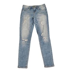 Mossimo Denim Womens Jeans 00 / 24 High Rise Jegging Blue‎ Rips Tears